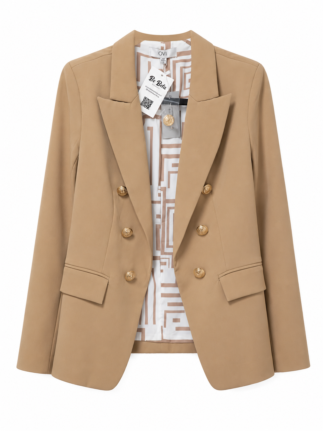Solid Fitted Blazer Print Lining