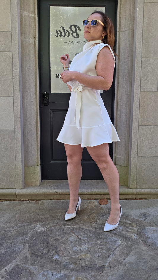 Cowl Neck Sleeveless Mini Dress