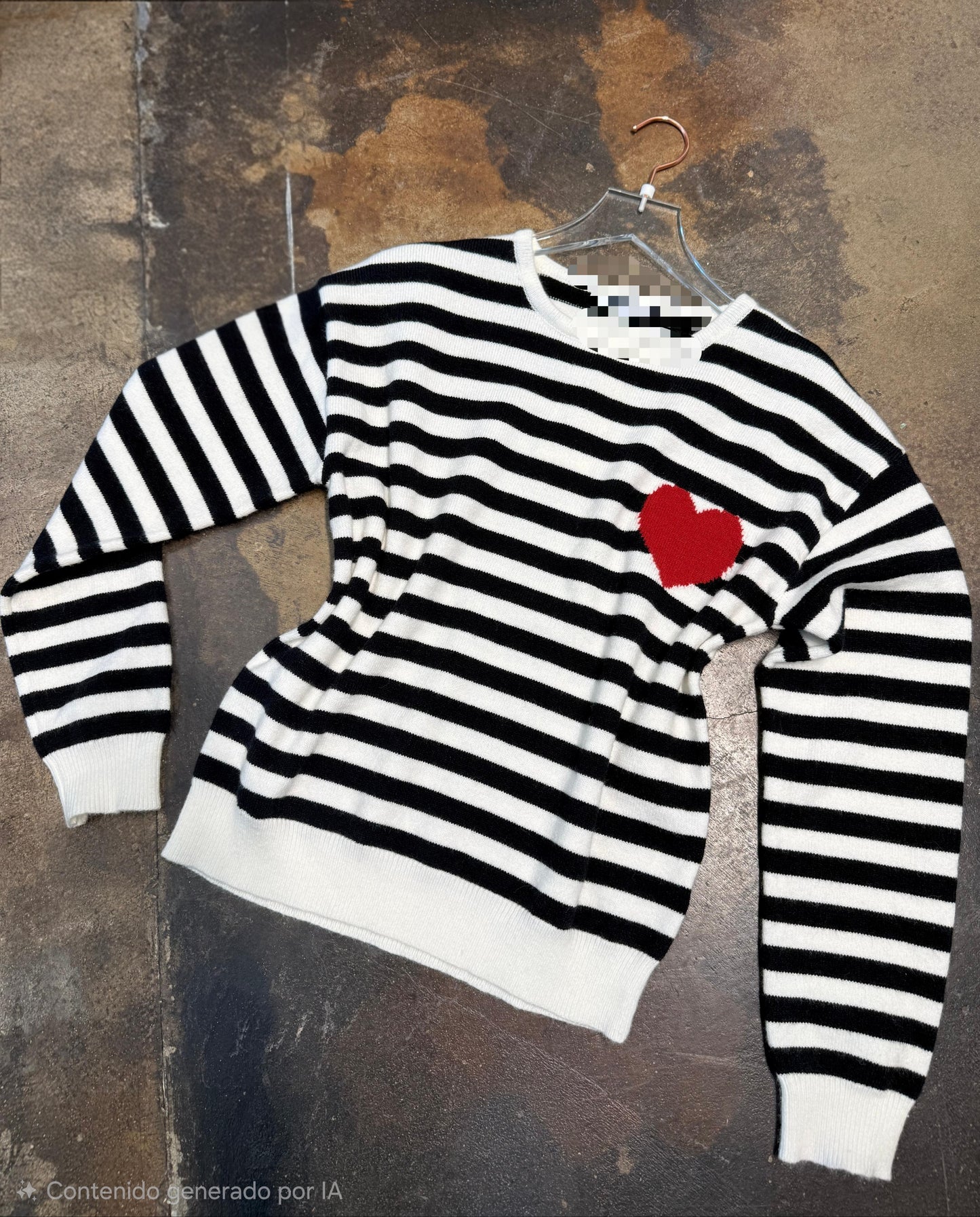 Stripe heart sweater