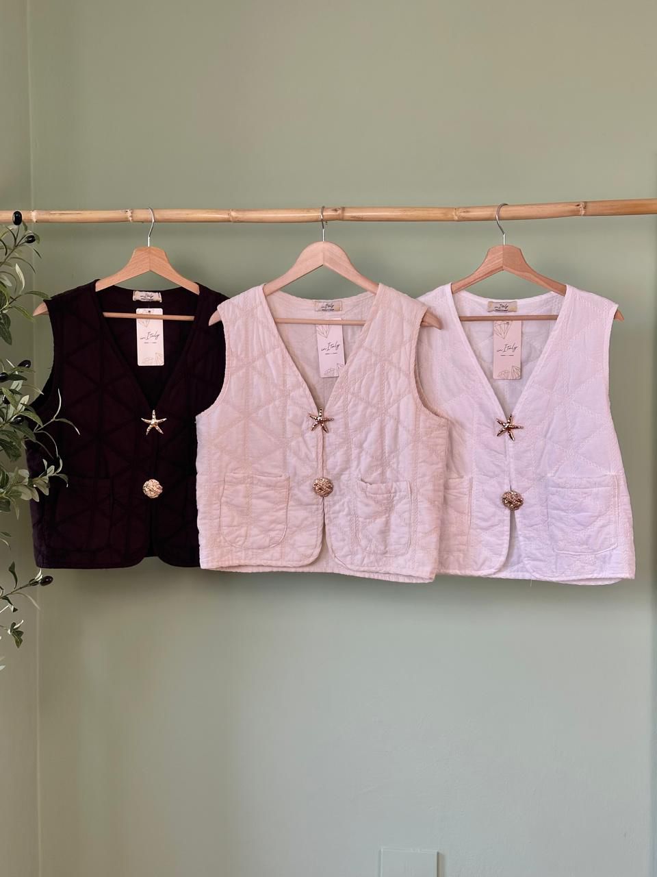 Puff Vest Button Gold