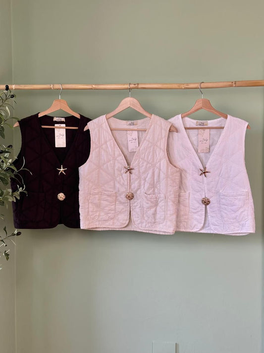 Puff Vest Button Gold