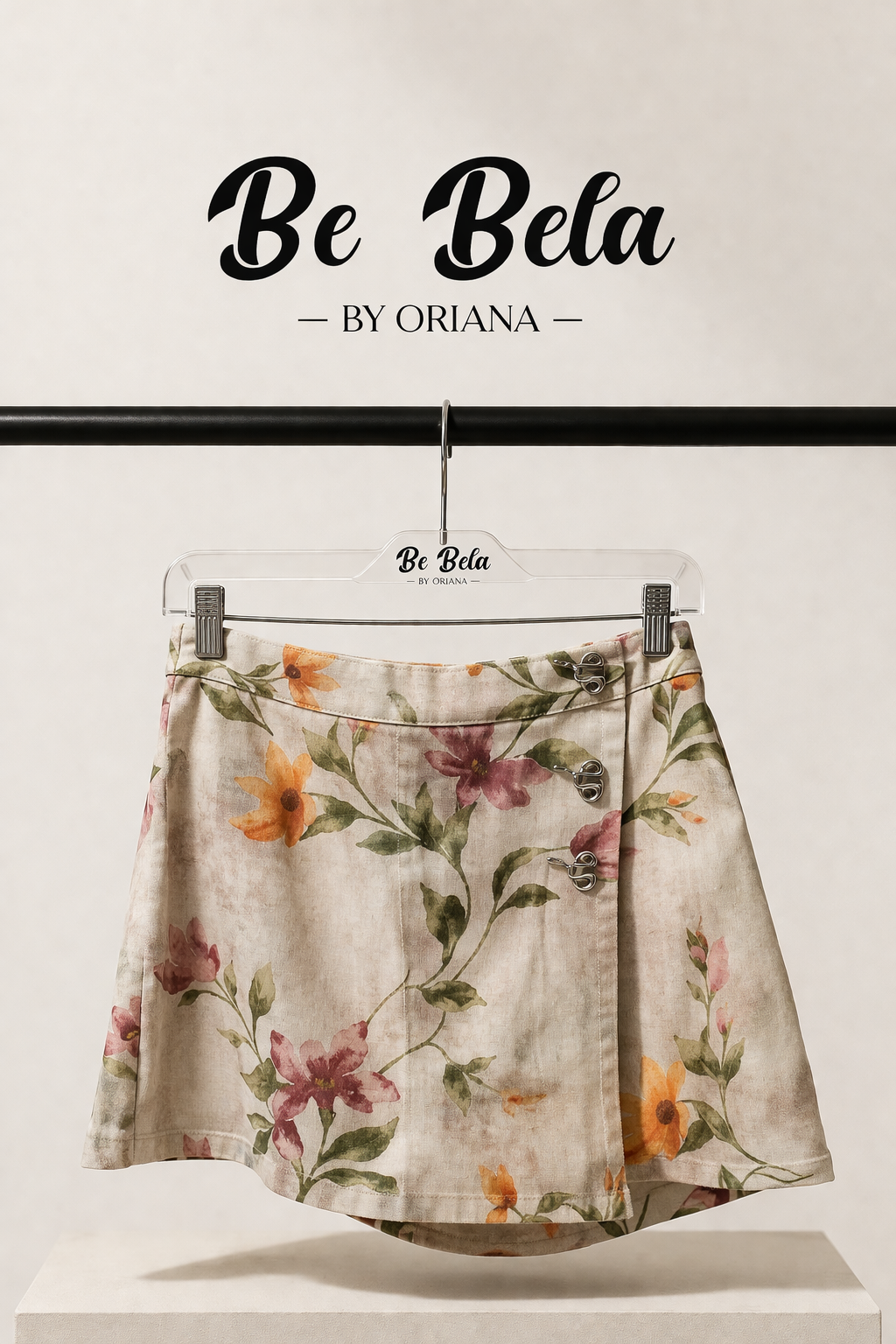 Flower print vest & skort set