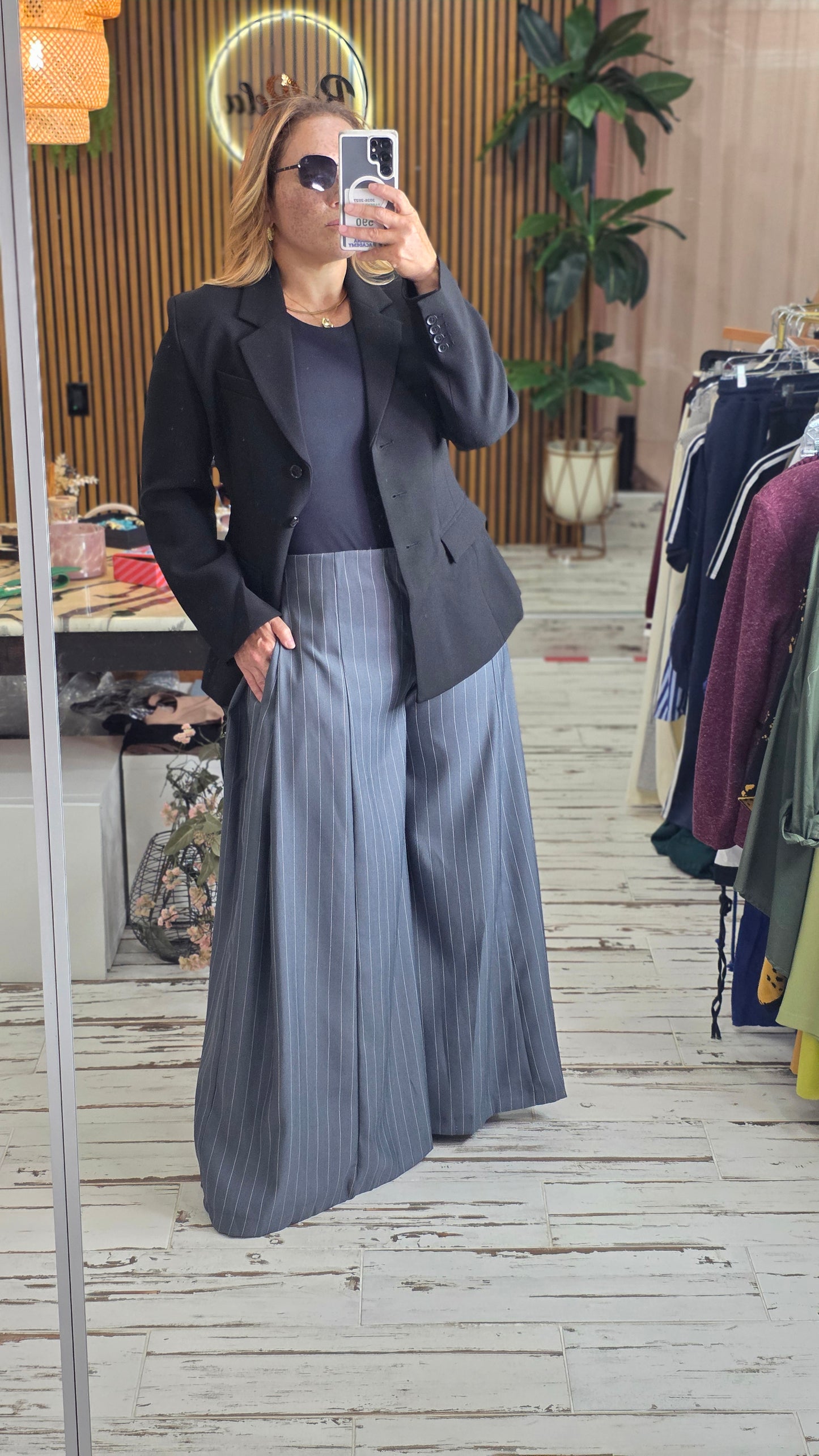 A-line Palazzo Wide Leg Stripe Pants