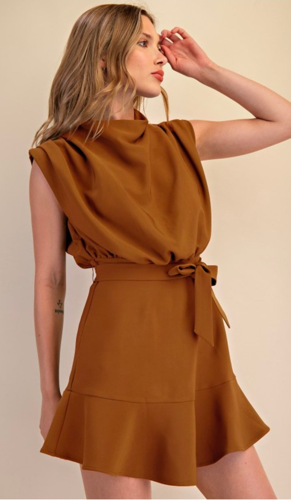 Cowl Neck Sleeveless Mini Dress