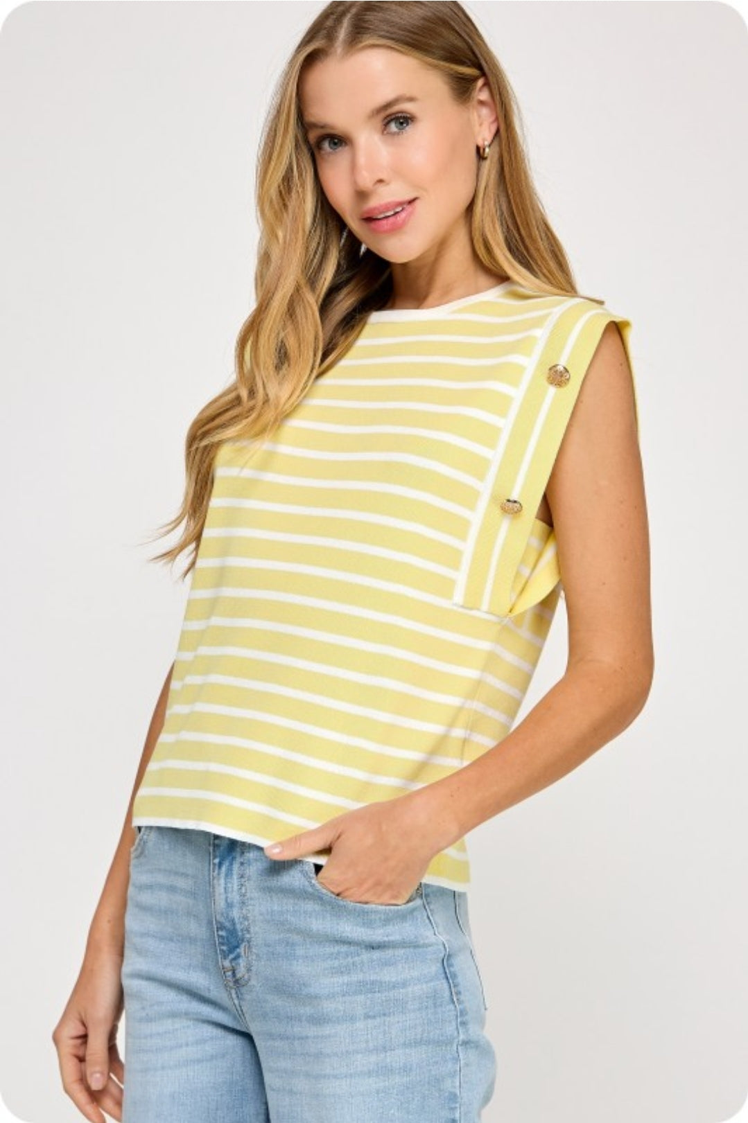 Striped sleveeless kint top