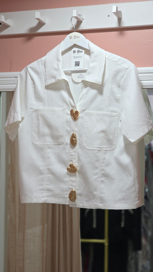 GOLD ACCENT DENIM TOP