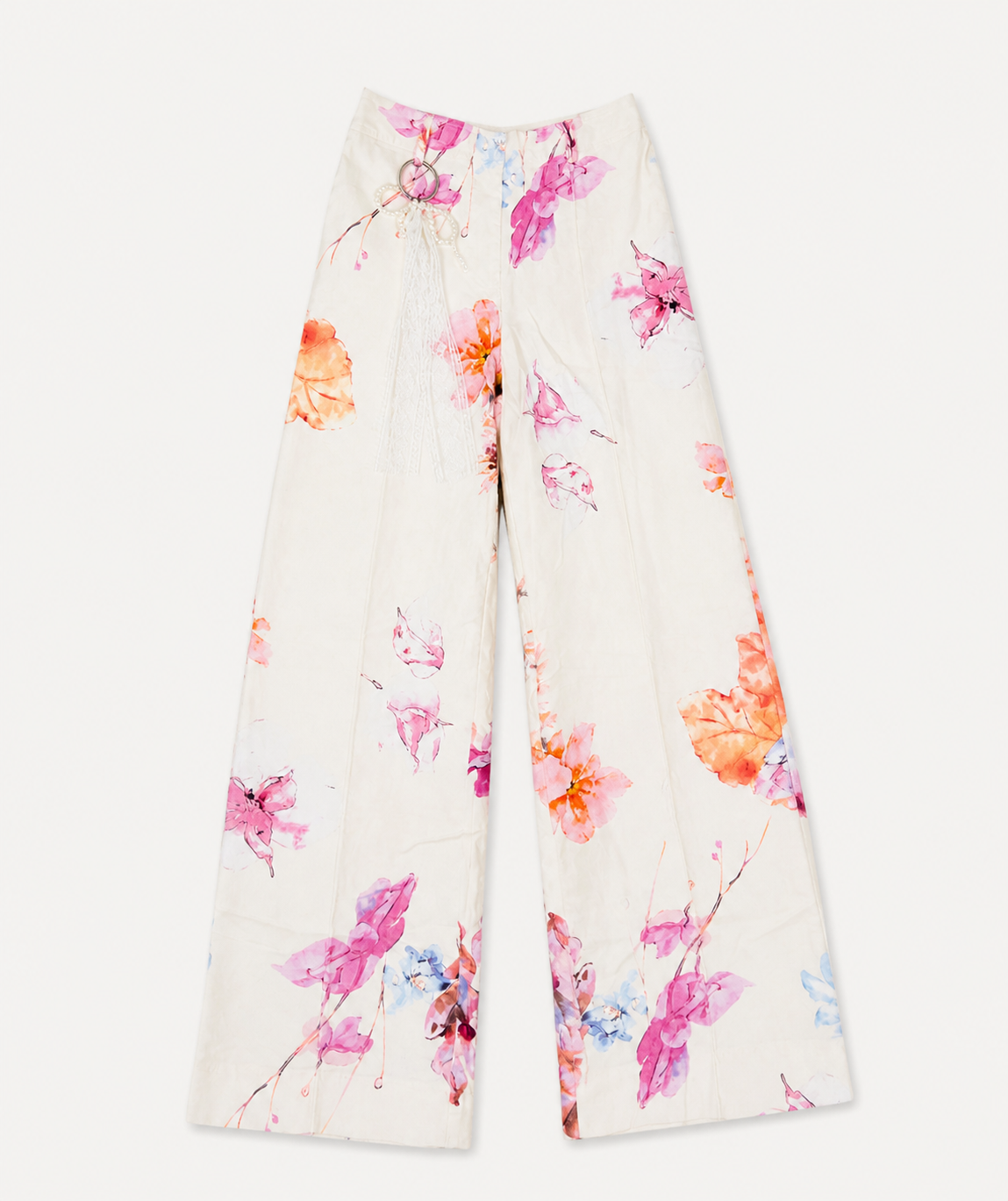 Denim floral pants