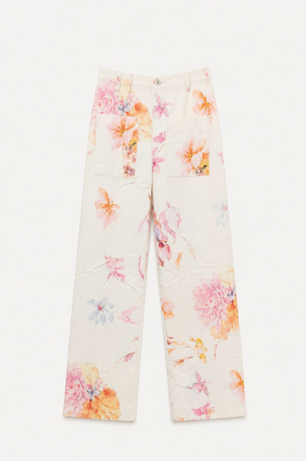 Denim floral pants