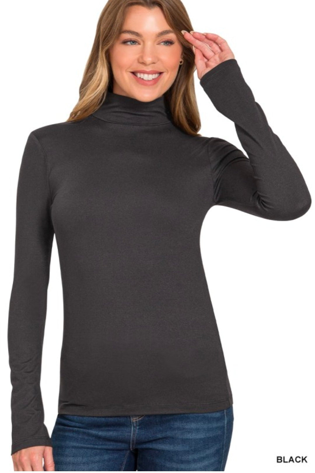 Basic Premium Microfiber Mock Neck Top