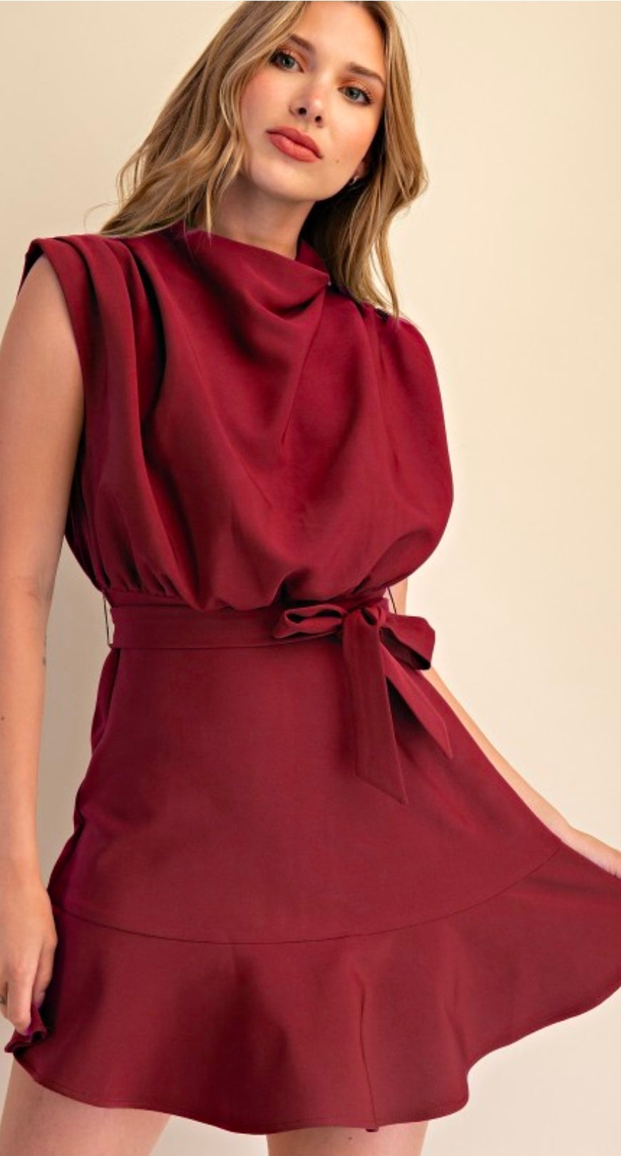 Cowl Neck Sleeveless Mini Dress