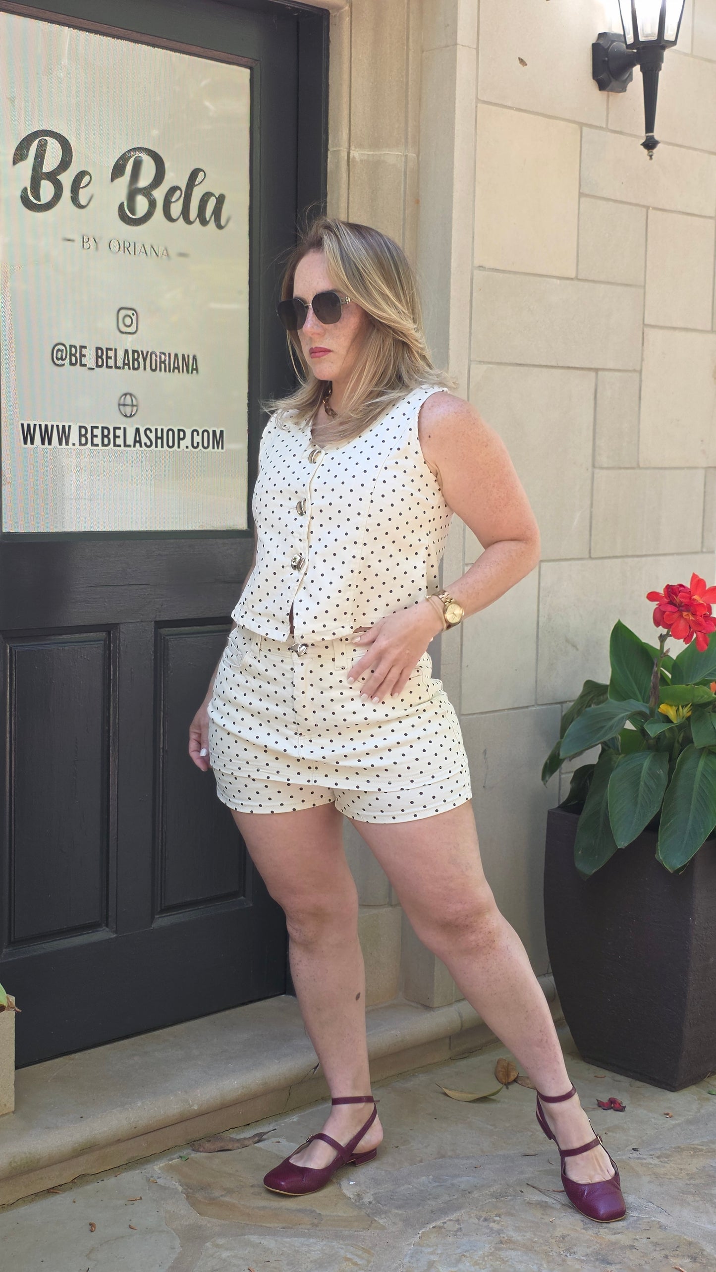 POLKA DOTS VEST AND SKORTS