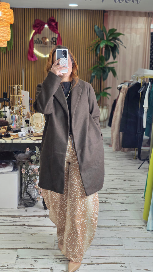 Notched Lapel Long Sleeve Coat