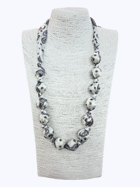 SET Fabric Adjustable Beaded Necklace AND BRACELET