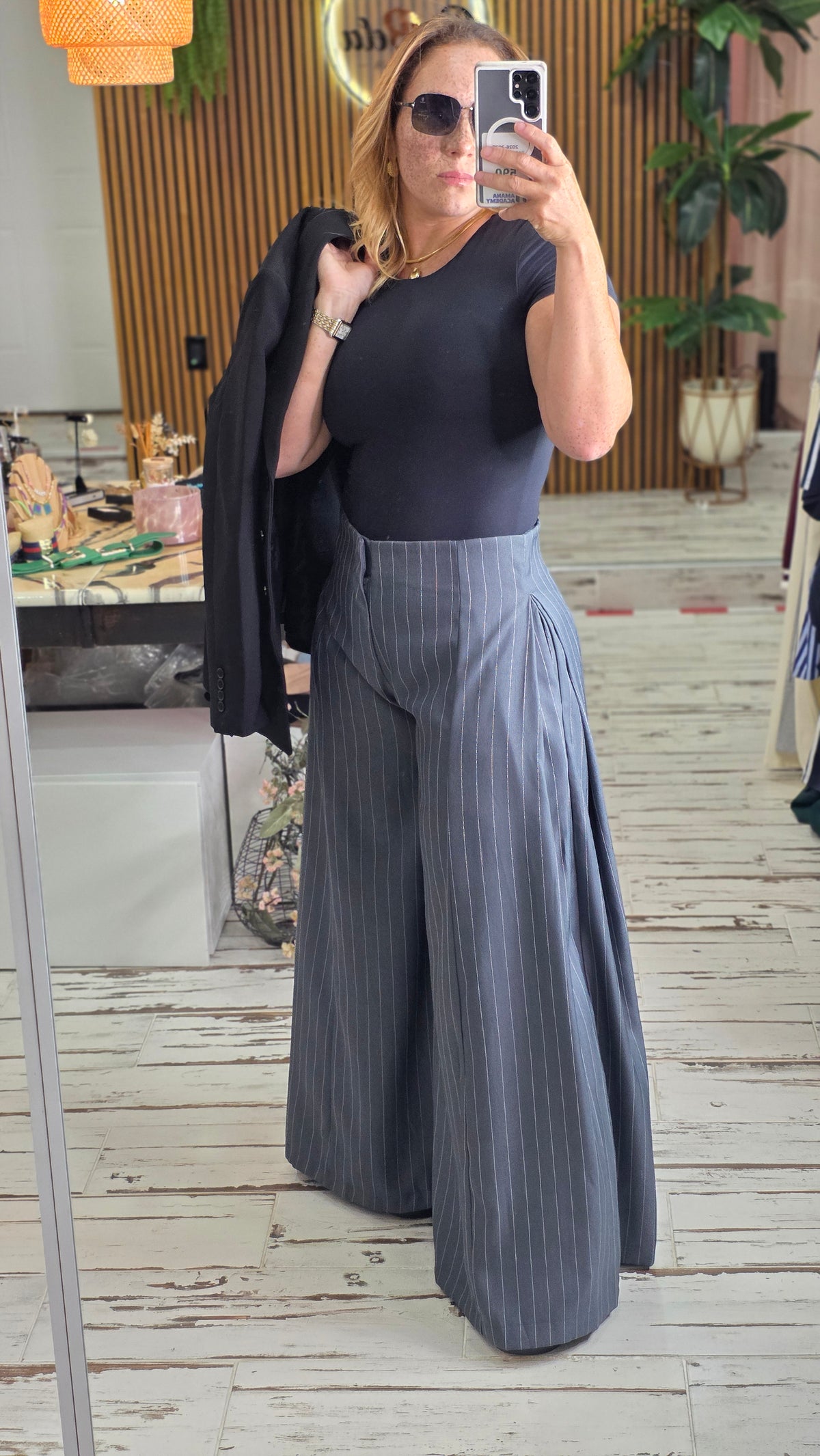 A-line Palazzo Wide Leg Stripe Pants