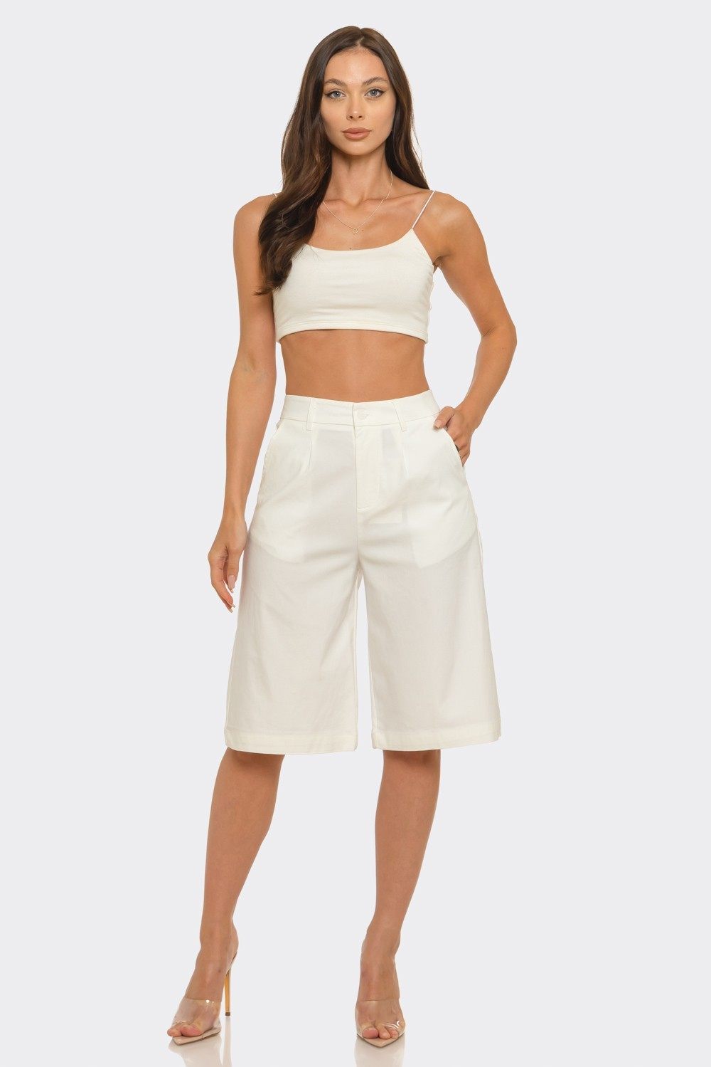 High-waisted Tailored Bermuda Shorts