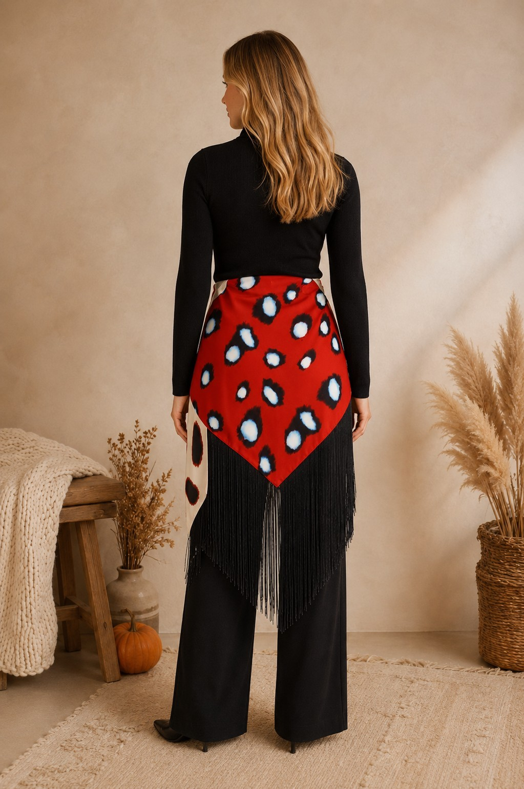 Polka Dot Fringe Wrap Skirt DOBLE