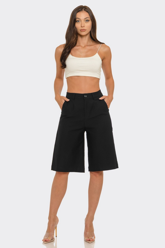 High-waisted Tailored Bermuda Shorts