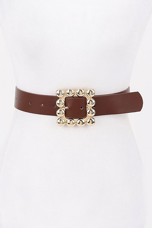 Metal Square Buckle PU Belt