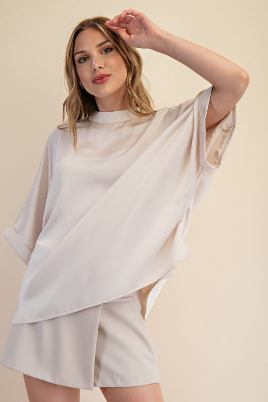 Mock Neck Oversize Top