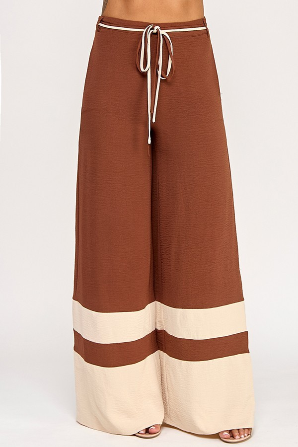 Color Contrast Wide Pants