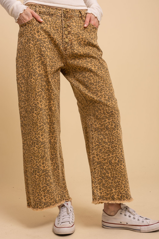 Cropped Wideleg Animal Print Pants
