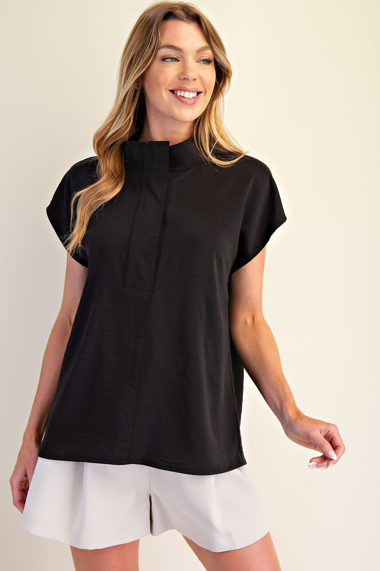 Round Neck Open Neckline Blouse