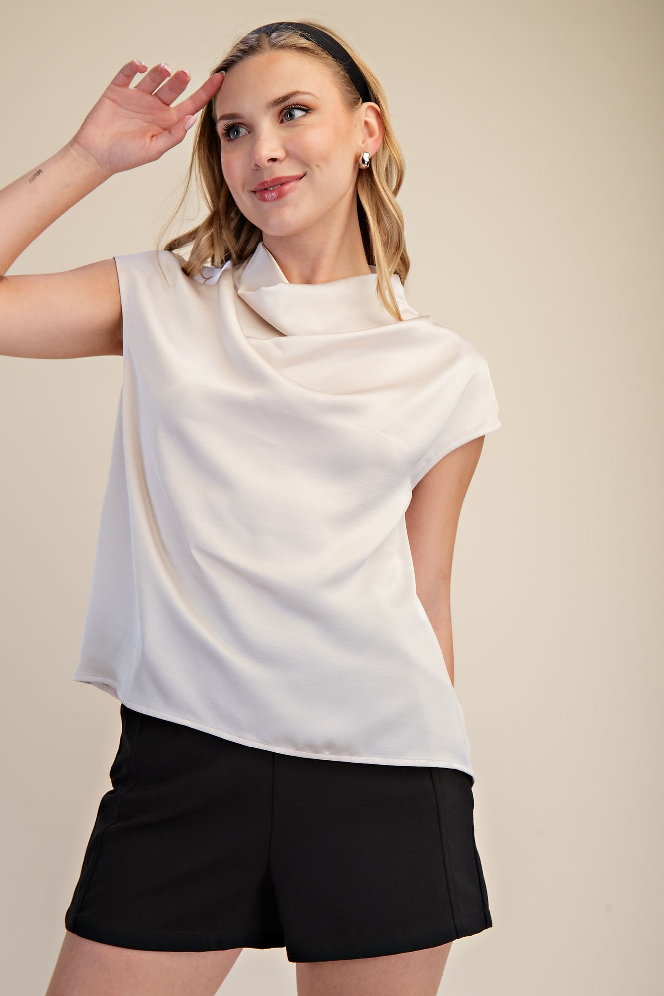 Cowl Neck Sleeveless Top