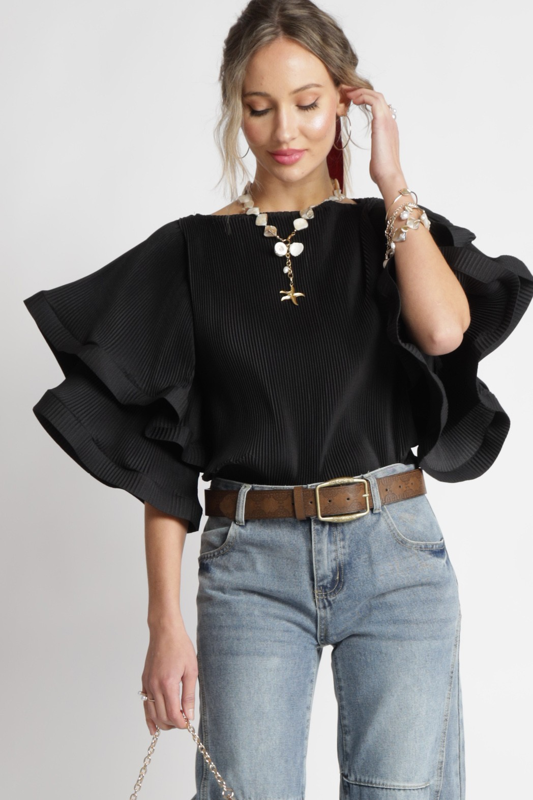 Ruffle Sleeves Blouse