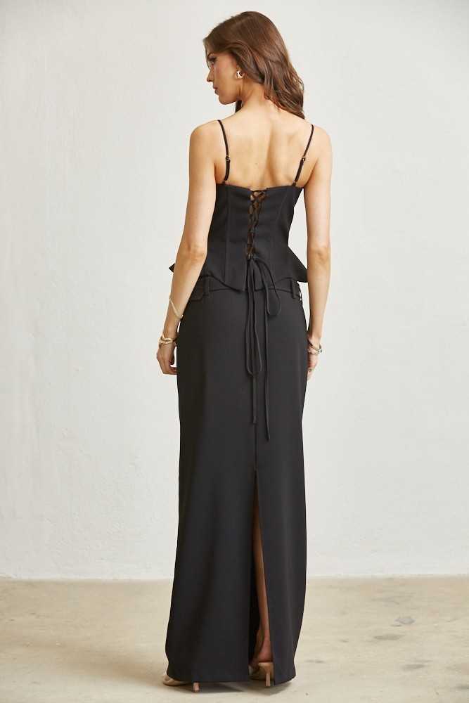 Gold Sequin Peplum Top & Belted Skirt 2-pc Set